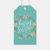 Geïllustreerde lentekrans met opschrift Happy East Cadeaulabel (Voorkant)