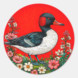 Geïllustreerde levendige eend ronde sticker