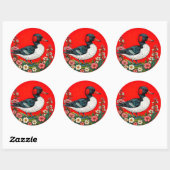 Geïllustreerde levendige eend ronde sticker (Vel)