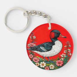Geïllustreerde levendige eend sleutelhanger