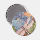 geïllustreerde libel iris waterverf magneet (Voorkant / Achterkant)