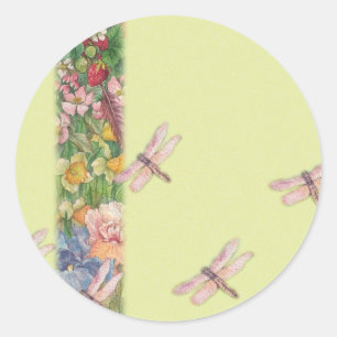 Geïllustreerde libellen in tuin ronde sticker