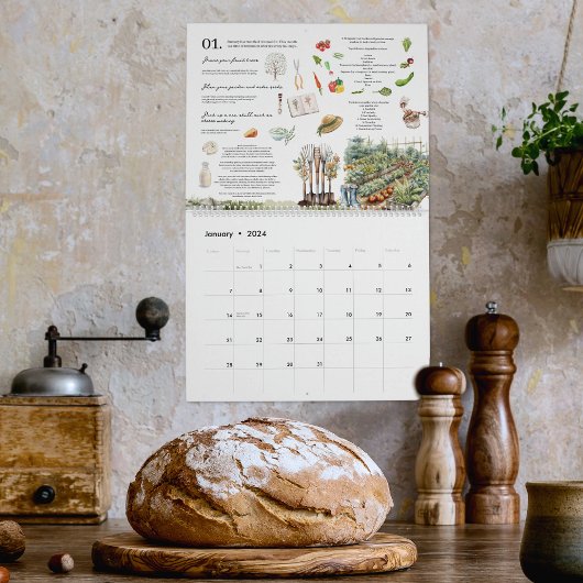 Geïllustreerde maandelijkse homesteading taken kalender