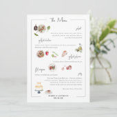 Geïllustreerde Maatwerk | Trouwmenu Menu (Staand voorkant)