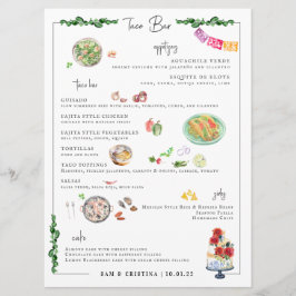 Geïllustreerde Maatwerk | Trouwmenu Taco Bar Menu
