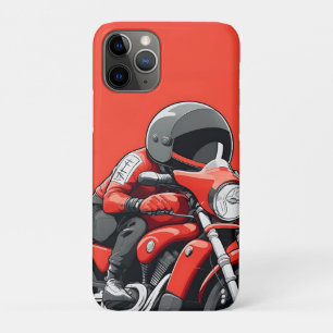 Geïllustreerde man die op een retro rode motor rij Case-Mate iPhone case