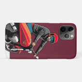Geïllustreerde Man Riding Retro Red Motorcycle Case-Mate iPhone Case (Achterkant (horizontaal))