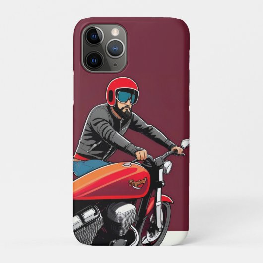 Geïllustreerde Man Riding Retro Red Motorcycle Case-Mate iPhone Case (Achterkant)