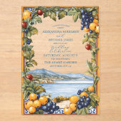 Geïllustreerde mediterrane bruiloft acryl uitnodigingen (Voorkant)