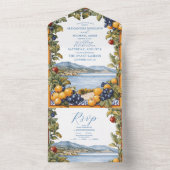 Geïllustreerde mediterrane bruiloft all in one uitnodiging (Binnen)