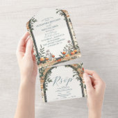 Geïllustreerde mediterrane bruiloft all in one uitnodiging (Afscheurbaar)