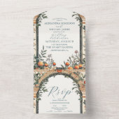 Geïllustreerde mediterrane bruiloft all in one uitnodiging (Binnen)