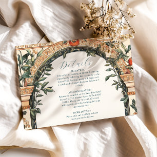 Geïllustreerde mediterrane bruiloft informatiekaartje