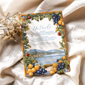 Geïllustreerde mediterrane bruiloft informatiekaartje