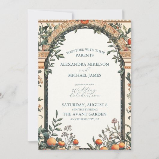 Geïllustreerde mediterrane bruiloft kaart (Voorkant)