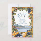 Geïllustreerde mediterrane bruiloft RSVP kaartje (Voorkant)