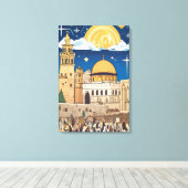 Geïllustreerde Midden-Oosterse koepel van de rotsk Canvas Afdruk (Insitu (Houten vloer))