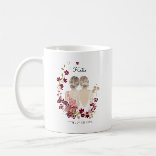Geïllustreerde moeder van de bruid | Monogram  Koffiemok (Links)