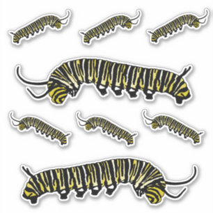 Geïllustreerde Monarch Vlinder Caterpillar Sticker