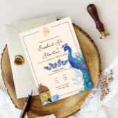 geïllustreerde moslim pauw Nikkah uitnodigingskaar Kaart