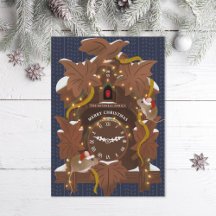 Geïllustreerde muizen op kerst koekoeksklok blauw