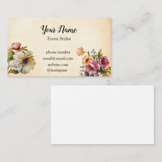  geïllustreerde Multicolor Flowers Visitekaartje (Voorkant / Achterkant)