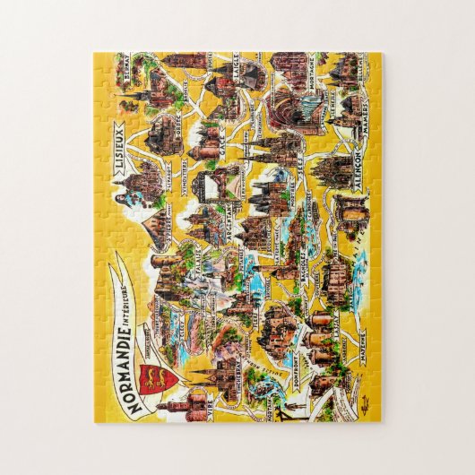 Geïllustreerde Normandië Frankrijk Jigsaw Puzzel (Verticaal)