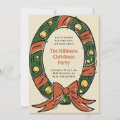 Geïllustreerde Oval Cartoon Krans Holiday Party Kaart (Voorkant)