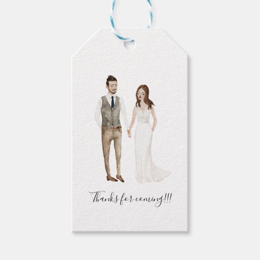 Geïllustreerde paar huwelijkscadeau Labels Cadeaulabel (Voorkant)