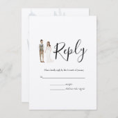 Geïllustreerde paar RSVP bruiloft behuizing Kaart (Voorkant / Achterkant)