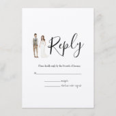 Geïllustreerde paar RSVP bruiloft behuizing Kaart (Voorkant)