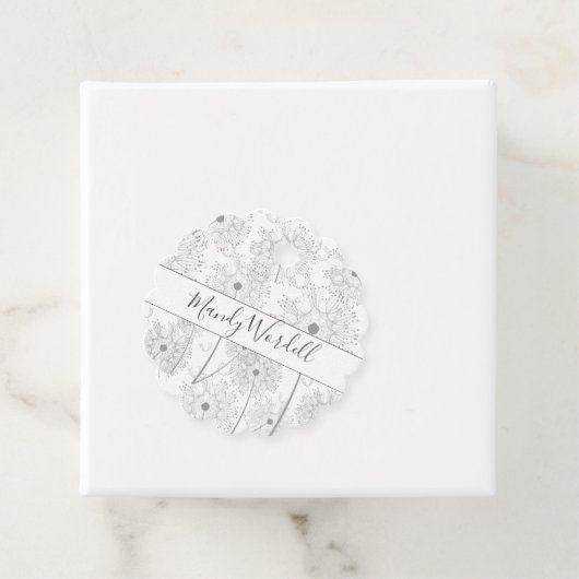 Geïllustreerde paardebloem bloemen bedankjes labels (In situ)