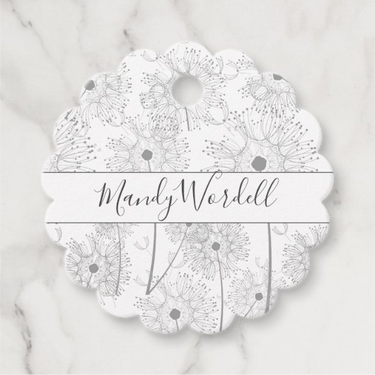 Geïllustreerde paardebloem bloemen bedankjes labels (Voorkant)