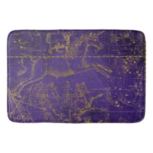 geïllustreerde Paarse & Gold Star-kaart Badmat