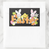 Geïllustreerde paaskonijntjes en kuiken rechthoekige sticker (Tas)