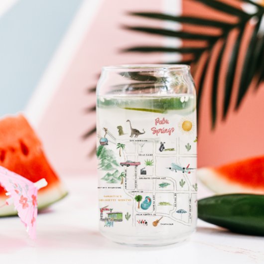 Geïllustreerde Palm Springs kaart | vrijgezellen Blikvorm Glas