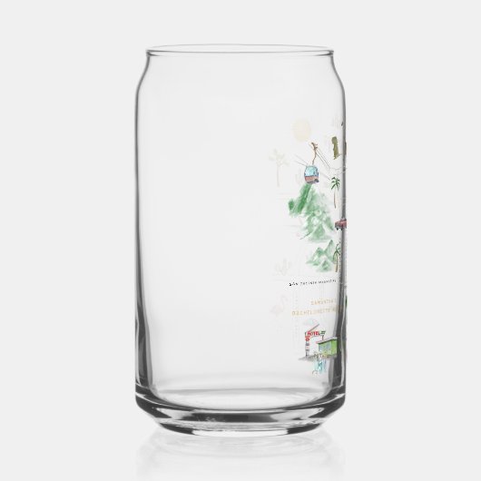 Geïllustreerde Palm Springs kaart | vrijgezellen Blikvorm Glas (Voorkant)