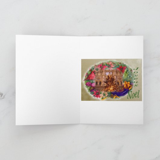 Geïllustreerde Parijs Kerstmis van Eiffel Toren Feestdagen Kaart (Binnen)