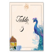 geïllustreerde pauw stijl moslim tafelkaart kaart (Voorkant)