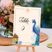 geïllustreerde pauw stijl moslim tafelkaart kaart