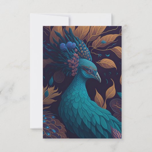 Geïllustreerde Peacock Arabische Moslim RSVP kaart (Achterkant)