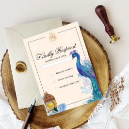 Geïllustreerde Peacock Arabische Moslim RSVP kaart