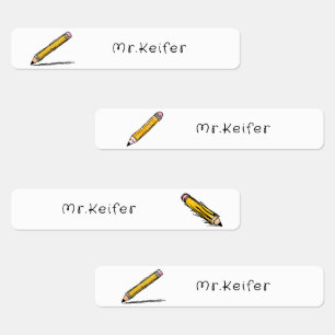 Geïllustreerde Pencil Simple Personalize Teacher N Labels