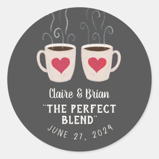 Geïllustreerde Perfect Blend Heart Mokken Favor Ronde Sticker (Voorkant)