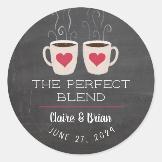 Geïllustreerde Perfect Blend Heart Mokken Favor Ronde Sticker (Voorkant)