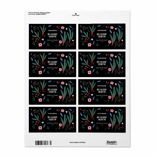 Geïllustreerde Planten Druppelflacon Productlabels Etiket (Full Sheet)