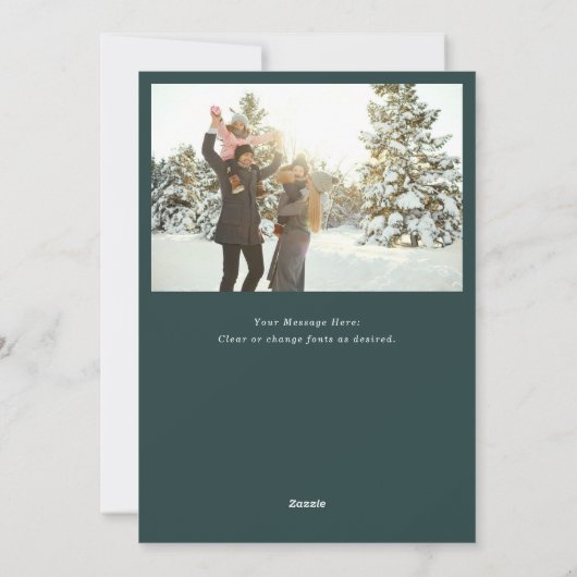 Geïllustreerde Poinsettias Gold Ribbon Foto Feestdagenkaart (Achterkant)