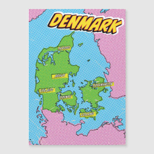Geïllustreerde Pop Art kaart van Denemarken