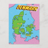 Geïllustreerde Pop Art kaart van Denemarken (Voorkant)