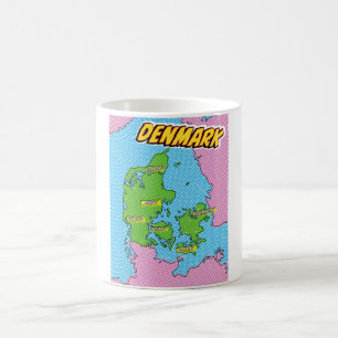 Geïllustreerde Pop Art kaart van Denemarken Koffiemok
